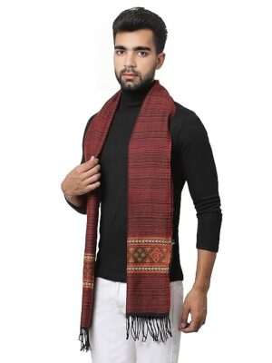 Kullu muffler Woollen Hand Woven Pure Embroidered maroon