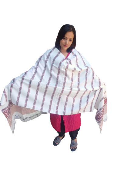 Hand Woven PASHMINA WHITE  Shawl Beautiful Hand Woven Embroidered FOR Women
