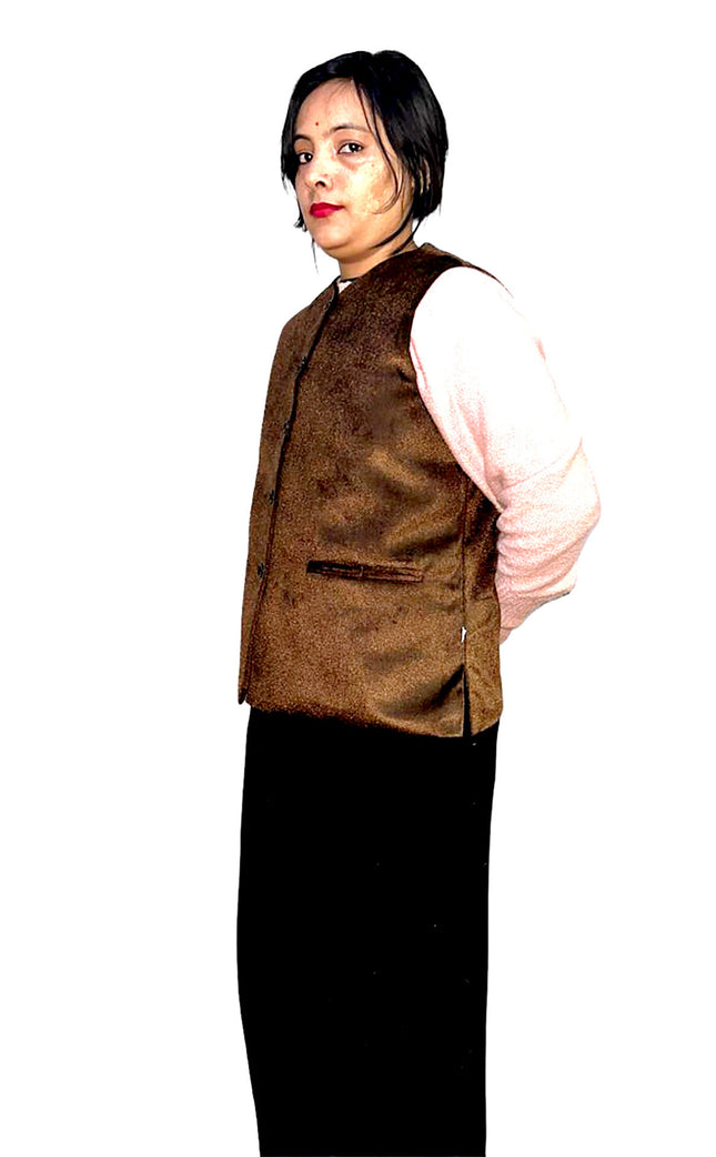 Rampuri Nehru jacket FOR LIGHT WINTER AND PARTY WEAR BROWN