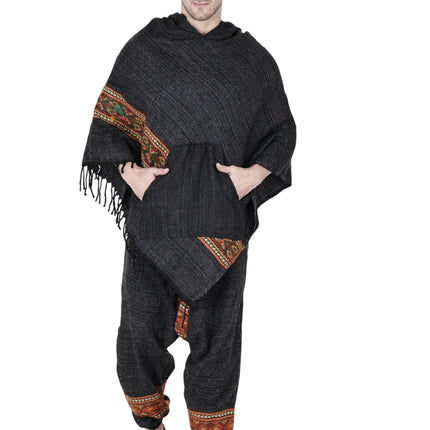 Combo pajama and poncho black singal patti