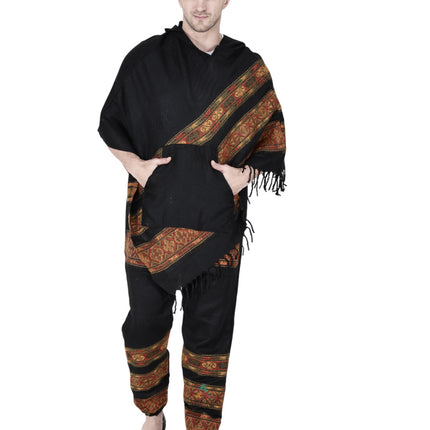 Combo pajama and poncho black 3 patti
