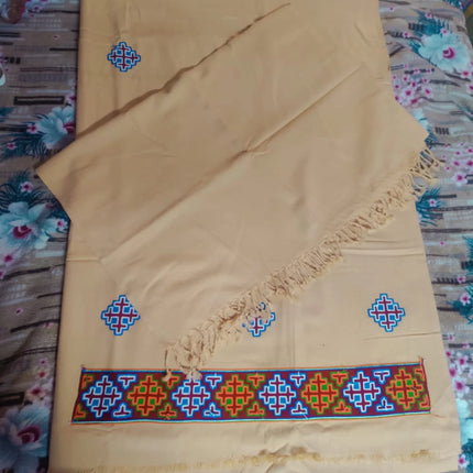kullu patti woolen suit 4 meter with stole cream