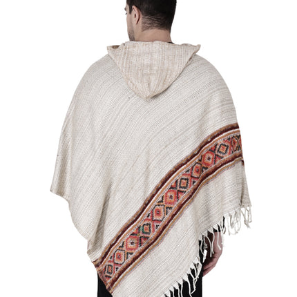 kullu shawl woolen poncho with hood white