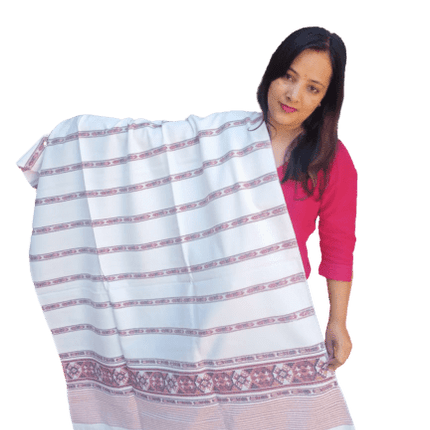 Hand Woven PASHMINA WHITE  Shawl Beautiful Hand Woven Embroidered FOR Women