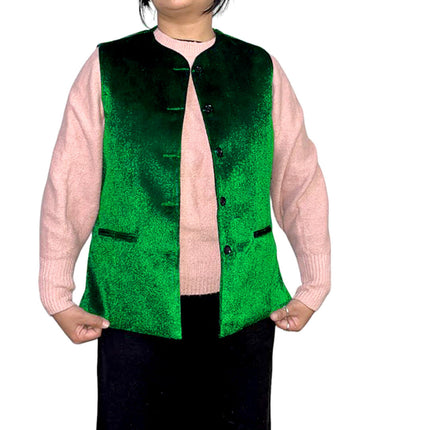 Rampuri kullu Nehru jacket women green color