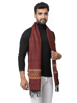 Kullu muffler Woollen Hand Woven Pure Embroidered maroon