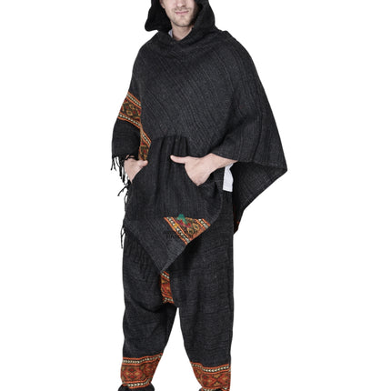 Combo pajama and poncho black singal patti