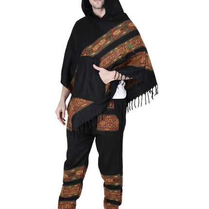 Combo pajama and poncho black 3 patti