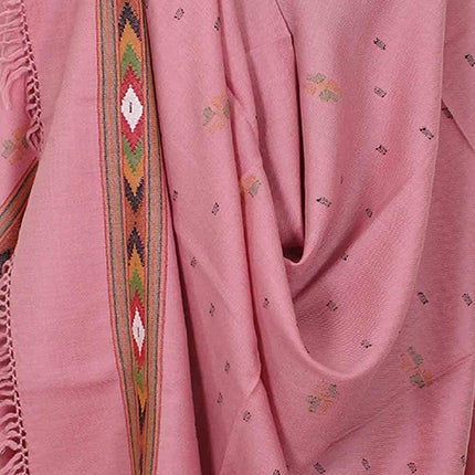 manali shawls ARUNA Women's Wool Shawl From Kullu with Kinnauri Woven Multicolour Border