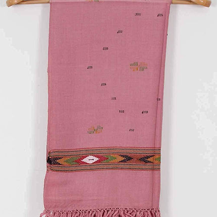 manali shawls ARUNA Women's Wool Shawl From Kullu with Kinnauri Woven Multicolour Border