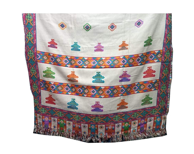 Pure Yak Wool Pashmina Kinnauri Triple Border printed shawl