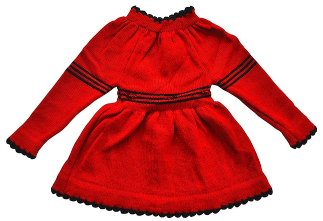 ARUNA HANDLOOM PURE WOOL HAND KNITTED Woolen Frock (Red)