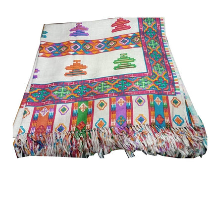 Pure Yak Wool Pashmina Kinnauri Triple Border printed shawl