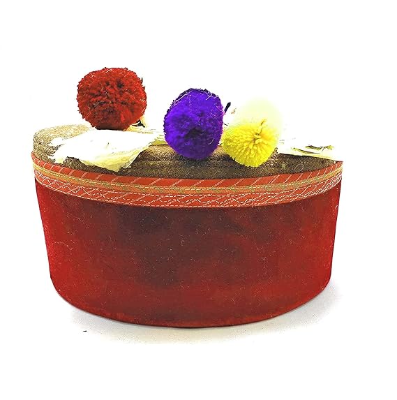 himachali topi RED WITH FLOWER ON TOP
