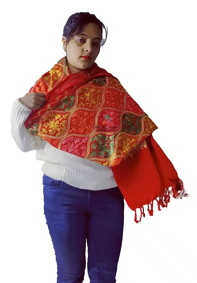 Kashmiri stole embroidered stoles online kashmiri stoles online india kashmiri aari work stoles online kashmiri pashmina stole Kashmiri stole