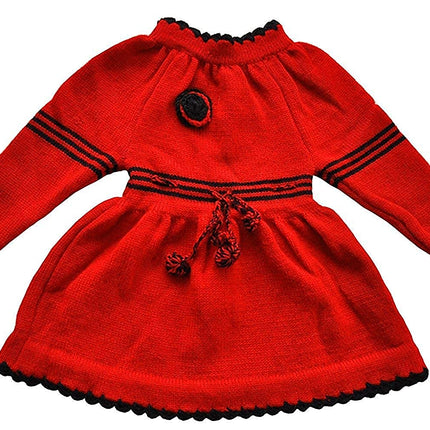 ARUNA HANDLOOM PURE WOOL HAND KNITTED Woolen Frock (Red)