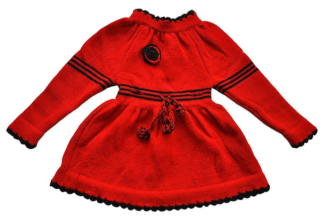 ARUNA HANDLOOM PURE WOOL HAND KNITTED Woolen Frock (Red)