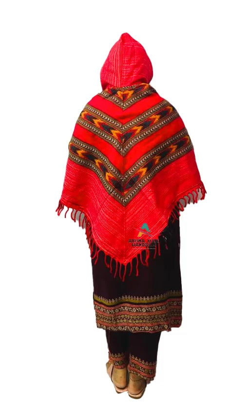 kullu shawl woolen poncho wrap with hood for women wool poncho sweater india