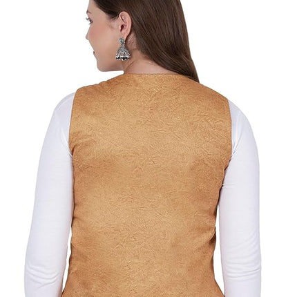 Nehru jacket women with embrodery work yellow