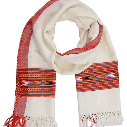 Hand woven pure wool kullu stole white