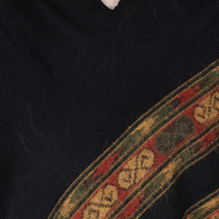 Aruna kullu handloom shawl poncho for girls black long 3 patti