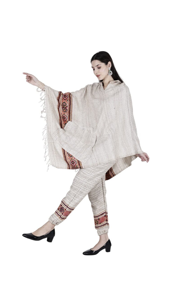combo pajama and poncho singal patti white
