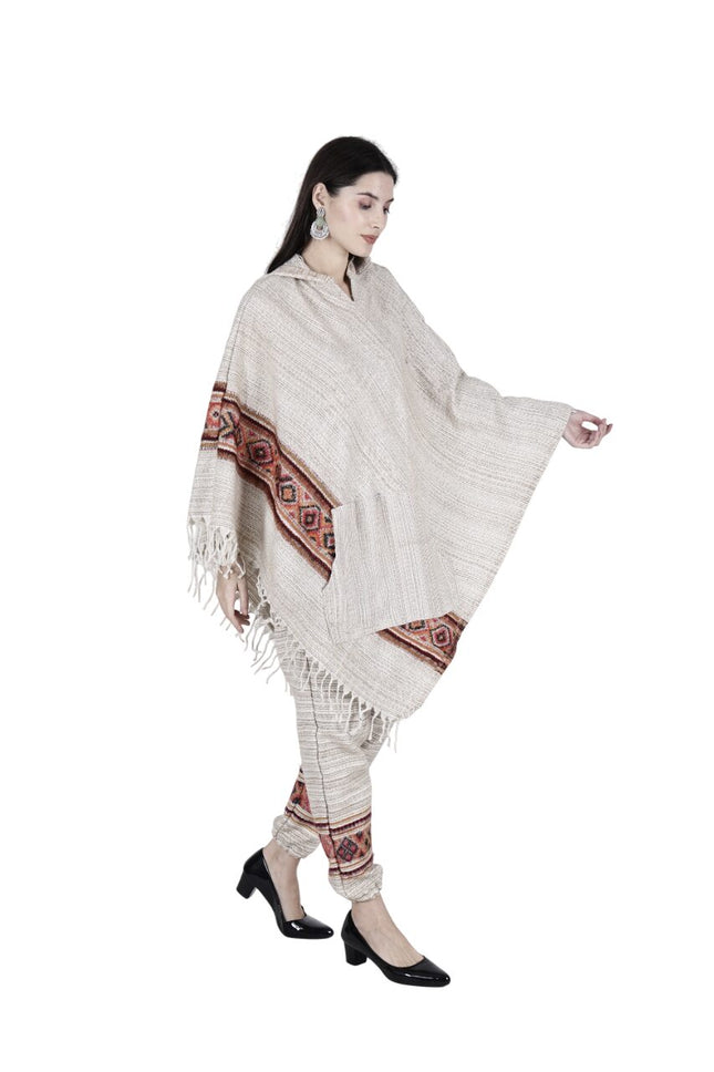 combo pajama and poncho singal patti white