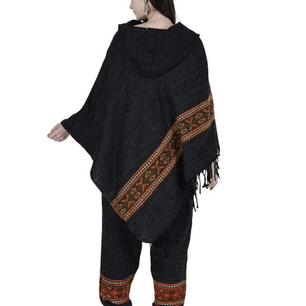 combo pajama and poncho black singal patti black