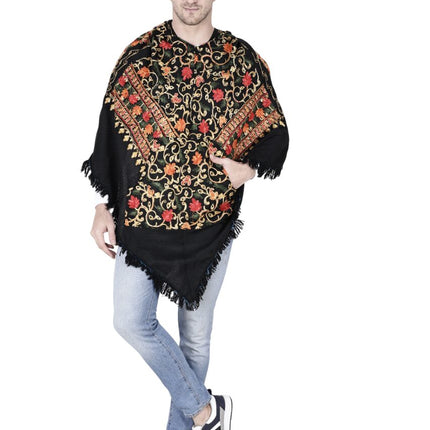 poncho kashmiri embroidery black