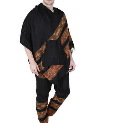 Combo pajama and poncho black 3 patti