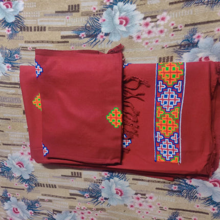 kullu patti woolen suit 4 meter with stole maroon