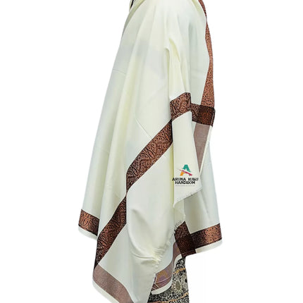 Genuine Hand Woven pashmina Wool LOI ( MEN SHAWL ) white