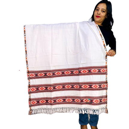 Shimla shawls Himachal shawls emporium famous handicrafts of himachal Pradesh handicraft of Himachal Pradesh kullu manali shawls himachal emporium online ANGORA Shawl with Beautiful Kullu Weaving Designed white famous handicrafts of himachal Pradesh handicraft of himachal Pradesh kullu manali shawls Shimla shawls